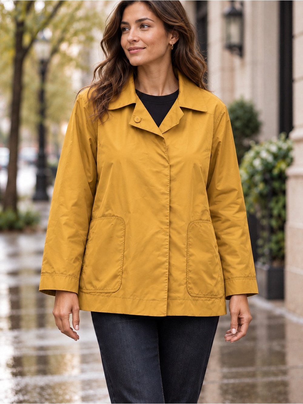 Lafyette 148 Size  L Mustard Yellow Rain Jacket